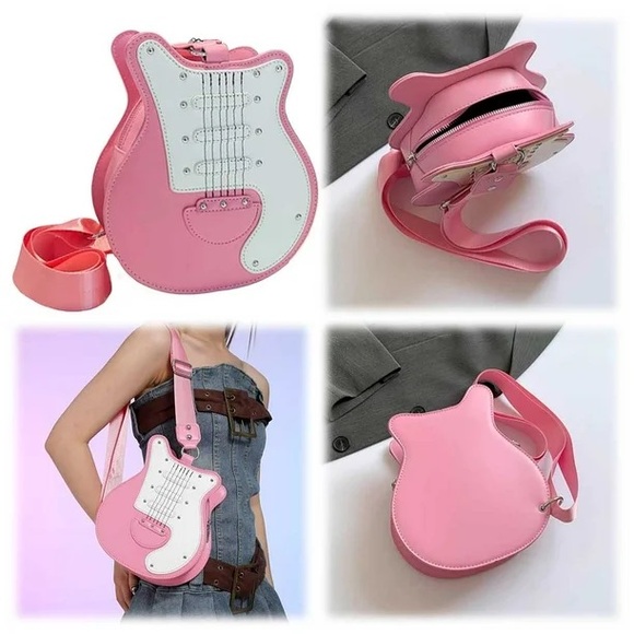 Pink Electric Guitar Crossbody Bag - Picture 9 of 10